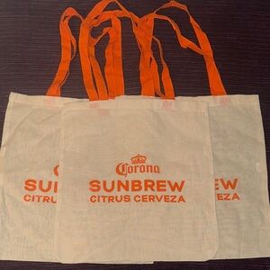 3 Corona Sunbrew Tote Bags - Orange and Cream